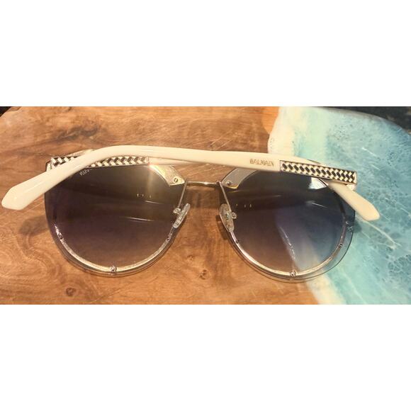 Balmain Paris BL2534 Sunglasses Gold White Round Cat 3 Made in France